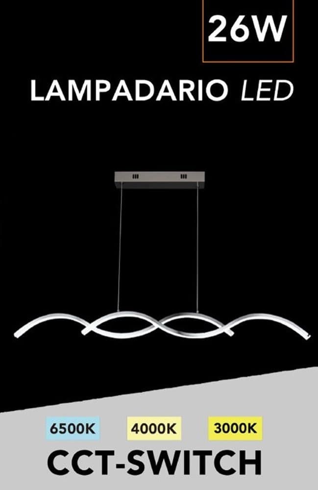 LAMPADARIO LED A SOSPENSIONE MODERNO LAMPADA TWIST 26W CCT LUCE VARIABILE 3000K-6500K A43-3C in Lampade a sospensione Trade Shop italia - Napoli, commercioVirtuoso.it