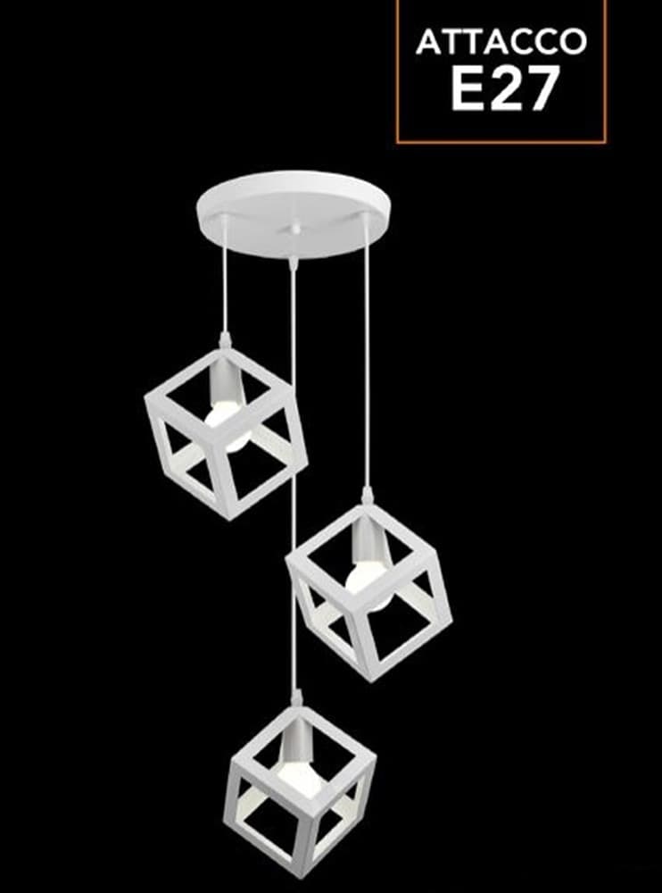 LAMPADARIO DA SOFFITTO A SOSPENSIONE 3 CUBI 3D STILE GEOMETRICO ATTACCO E27 IP20 LP-47 in Lampade a sospensione Trade Shop italia - Napoli, commercioVirtuoso.it