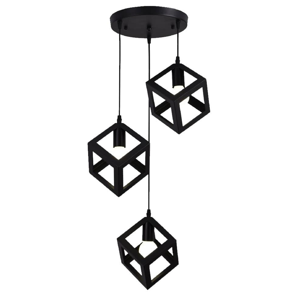 LAMPADARIO DA SOFFITTO A SOSPENSIONE 3 CUBI 3D STILE GEOMETRICO ATTACCO E27 IP20 LP-47 in Lampade a sospensione Trade Shop italia - Napoli, commercioVirtuoso.it
