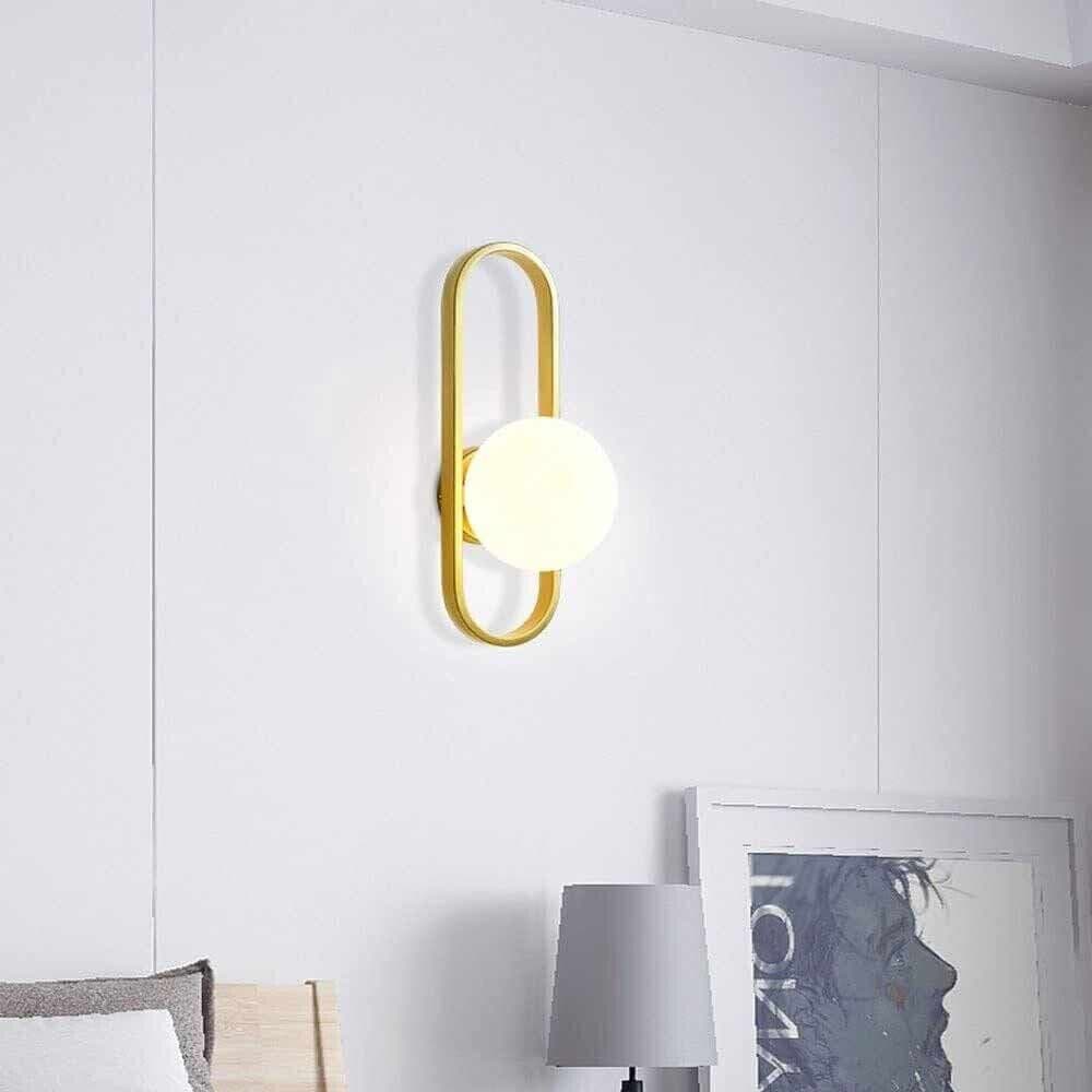 APPLIQUE DA PARETE MINIMALISTA LAMPADA DA MURO IN METALLO BRONZO CON SFERA VETRO G9 AQ47 in Applique Trade Shop italia - Napoli, commercioVirtuoso.it
