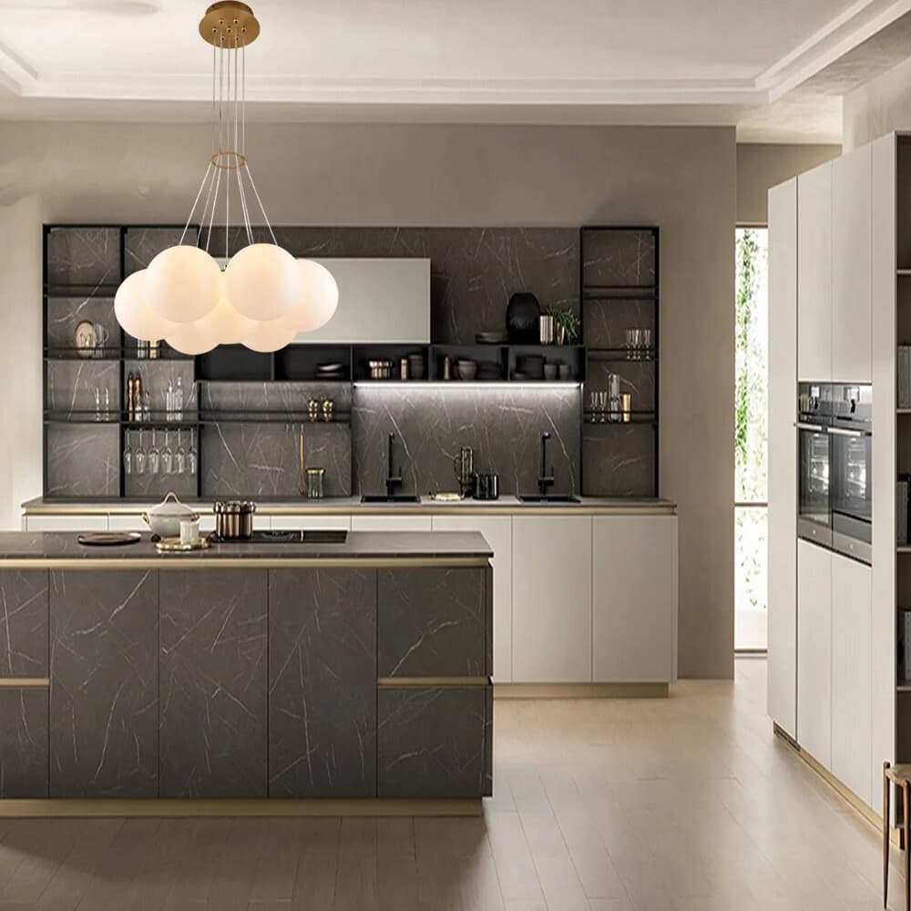 LAMPADARIO A SOSPENSIONE BRONZO LAMPADA MINIMAL DA SOFFITTO CON 7 SFERE ATTACCO G9 LP-84-7 in Lampade a sospensione Trade Shop italia - Napoli, commercioVirtuoso.it