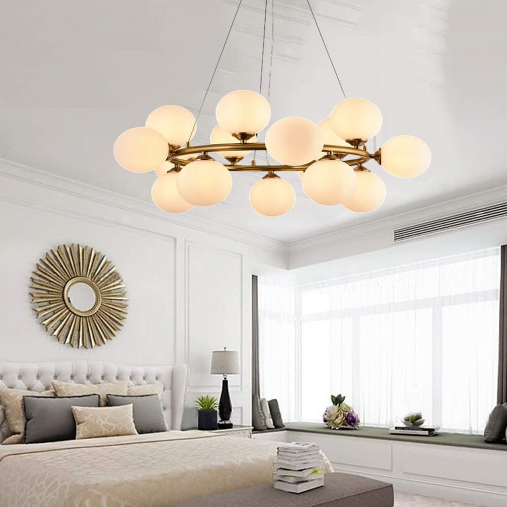 LAMPADARIO A SOSPENSIONE CONTEMPORANEO IN METALLO BRONZO CON 15 SFERE ATTACCO G9 B94 in Lampade a sospensione Trade Shop italia - Napoli, commercioVirtuoso.it