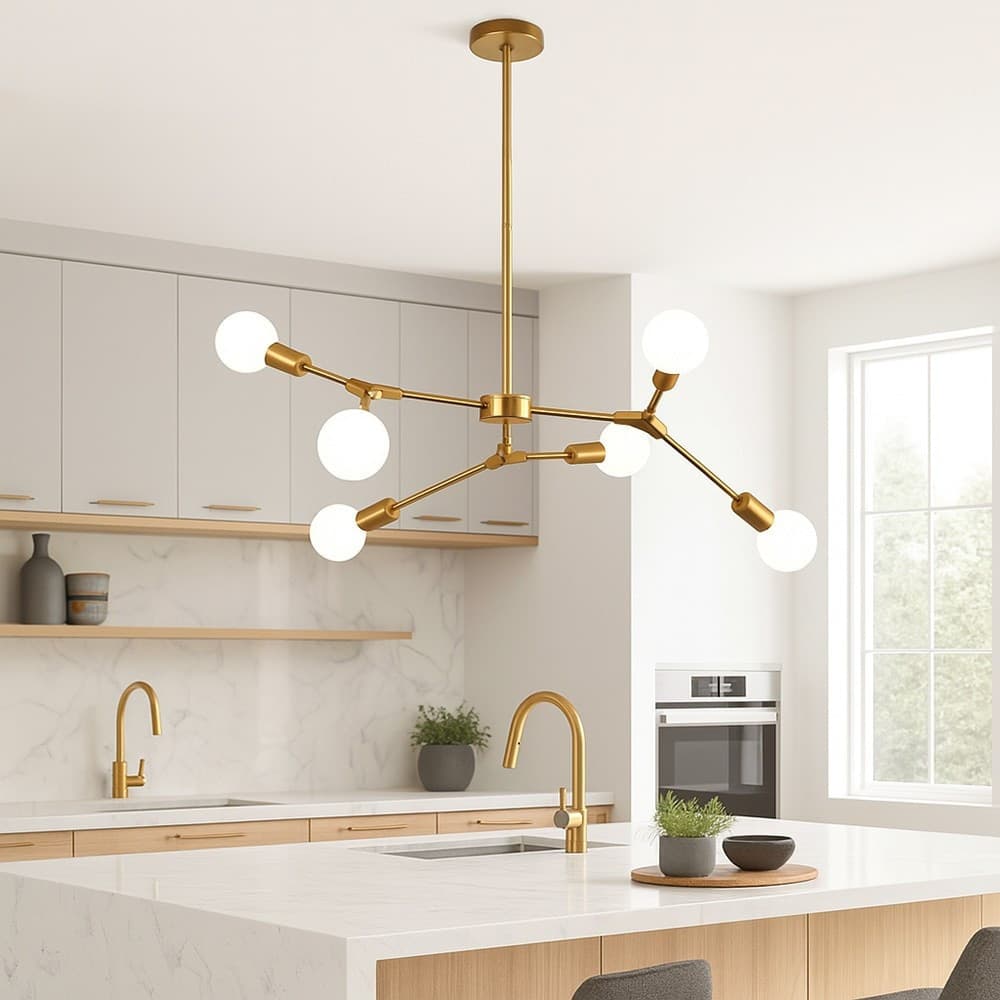 LAMPADARIO A SOSPENSIONE IN BRONZO GEOMETRICO CON 6 BRACCI ATTACCO E27 DA SOFFITTO A45-6 in Lampade a sospensione Trade Shop italia - Napoli, commercioVirtuoso.it