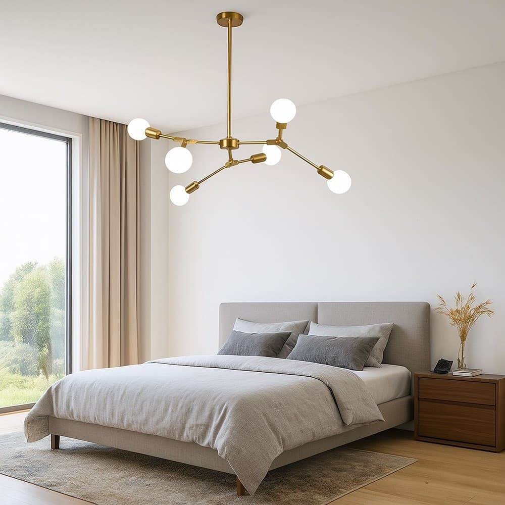 LAMPADARIO A SOSPENSIONE IN BRONZO GEOMETRICO CON 6 BRACCI ATTACCO E27 DA SOFFITTO A45-6 in Lampade a sospensione Trade Shop italia - Napoli, commercioVirtuoso.it
