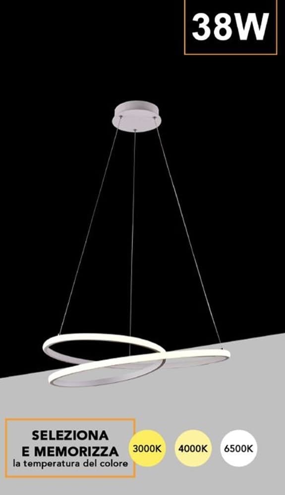 LAMPADARIO LED A SOSPENSIONE INTRECCIATO 38W BIANCO CCT COLORE LUCE SELEZIONABILE B62-B3C in Lampade a sospensione Trade Shop italia - Napoli, commercioVirtuoso.it