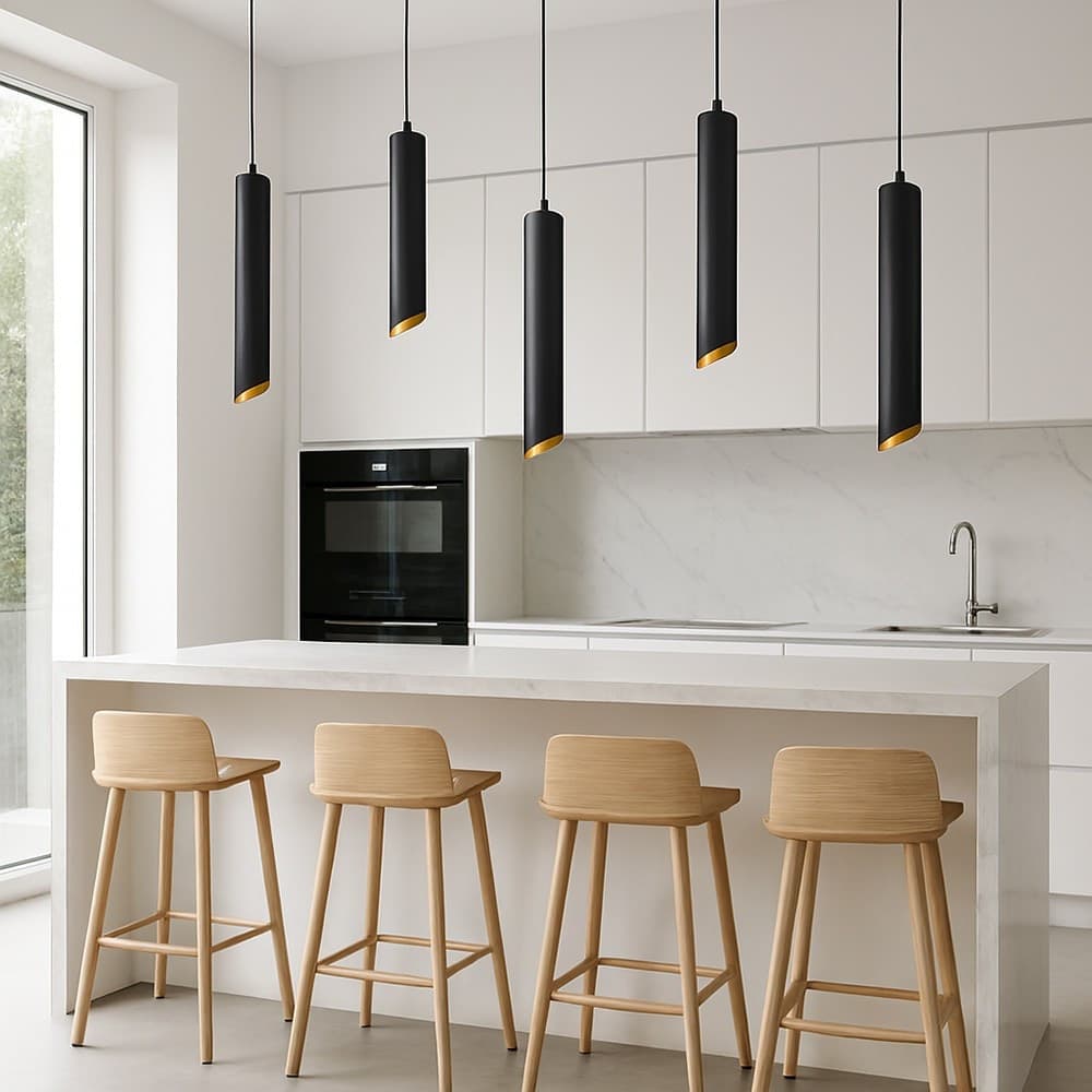 LAMPADARIO A CILINDRO ASIMMETRICO DA SOFFITTO NERO CON INTERNO ORO ATTACCO GU10 TS187 in Lampade a sospensione Trade Shop italia - Napoli, commercioVirtuoso.it