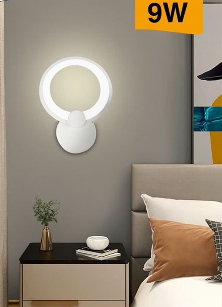 APPLIQUE LED FORMA DI CERCHIO 9W MODERNA TECNOLOGIA CCT LUCE FREDDA CALDA NATURALE E27-3C in Lampade da parete Trade Shop italia - Napoli, commercioVirtuoso.it