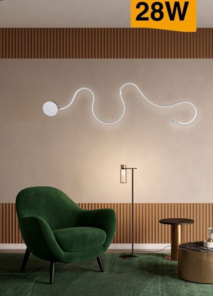 APPLIQUE DA MURO LED 28W DESIGN A SERPENTE BIANCO TONALITÀ LUCE 3IN1 2240LM E69-B3C in Applique Trade Shop italia - Napoli, commercioVirtuoso.it