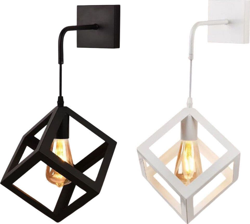 APPLIQUE DA PARETE PENDENTE A FORMA DI CUBO 3D STILE MINIMAL PORTALAMPADA ATTACCO E27 AQ52 in Applique Trade Shop italia - Napoli, commercioVirtuoso.it