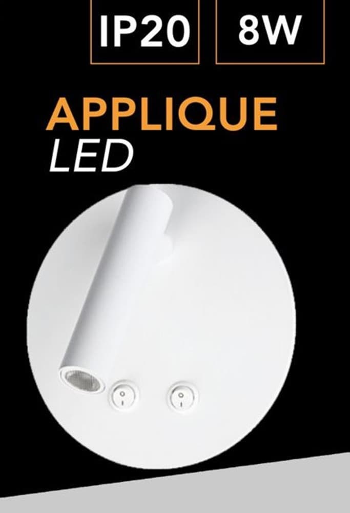 APPLIQUE LED ORIENTABILE DA PARETE DOPPIA FONTE LUMINOSA 8 WATT LUCE CALDA 3000K MR-01 in Applique Trade Shop italia - Napoli, commercioVirtuoso.it