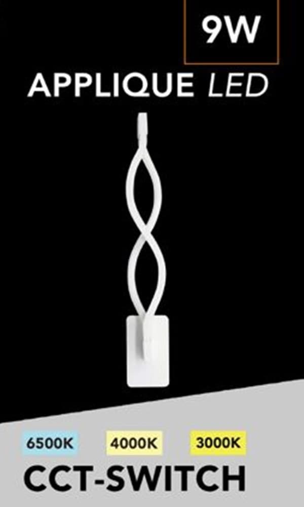 APPLIQUE A LED LAMPADA DA PARETE 9 WATT IP20 720LM CCT SWITCH 6500K-4000K-3000K E16-3C in Applique Trade Shop italia - Napoli, commercioVirtuoso.it