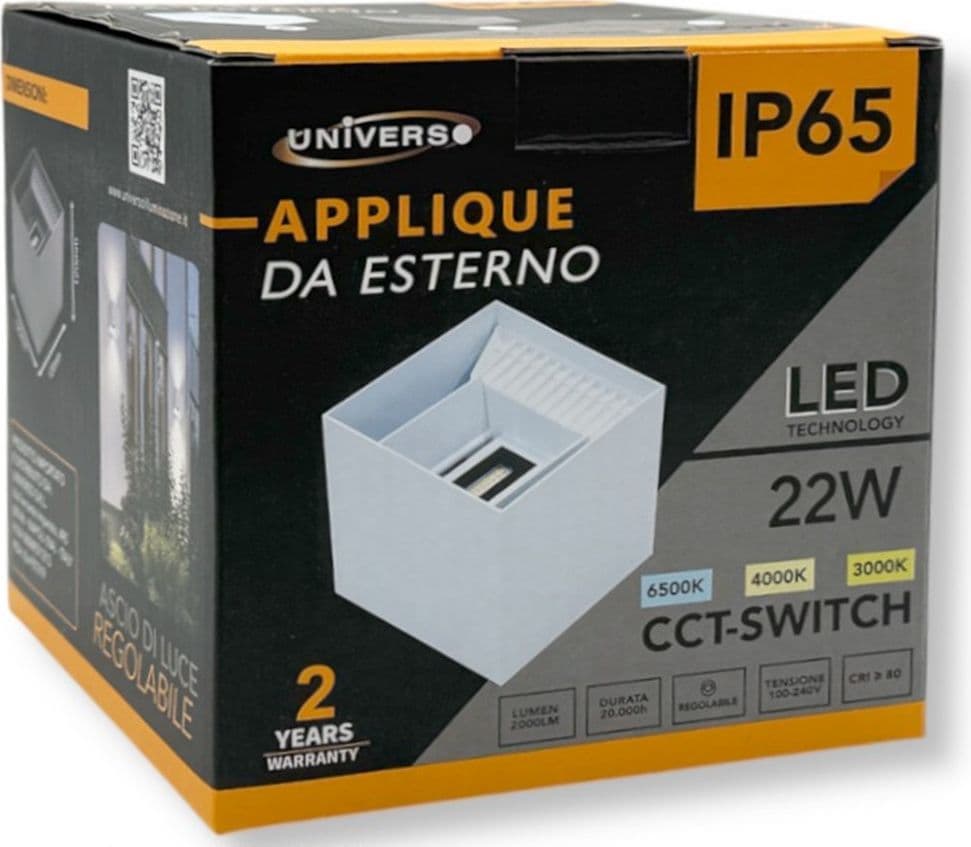 LAMPADA APPLIQUE LED MURO 22W DOPPIA EMISSIONE CCT 3IN1 LUCE SELEZIONABILE ESTERNO ES66-3C in Lampade da parete Trade Shop italia - Napoli, commercioVirtuoso.it