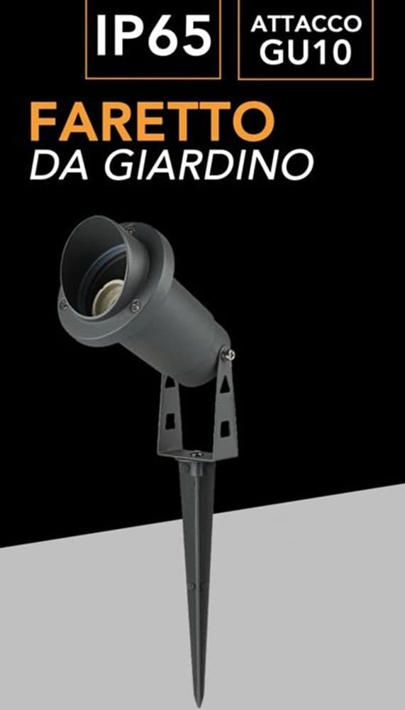 FARETTO ESTERNO DA GIARDINO DOPPIA ISTALLAZIONE CON PICCHETTO STAFFA GU10 IP65 ET-01 in Lampade da parete Trade Shop italia - Napoli, commercioVirtuoso.it