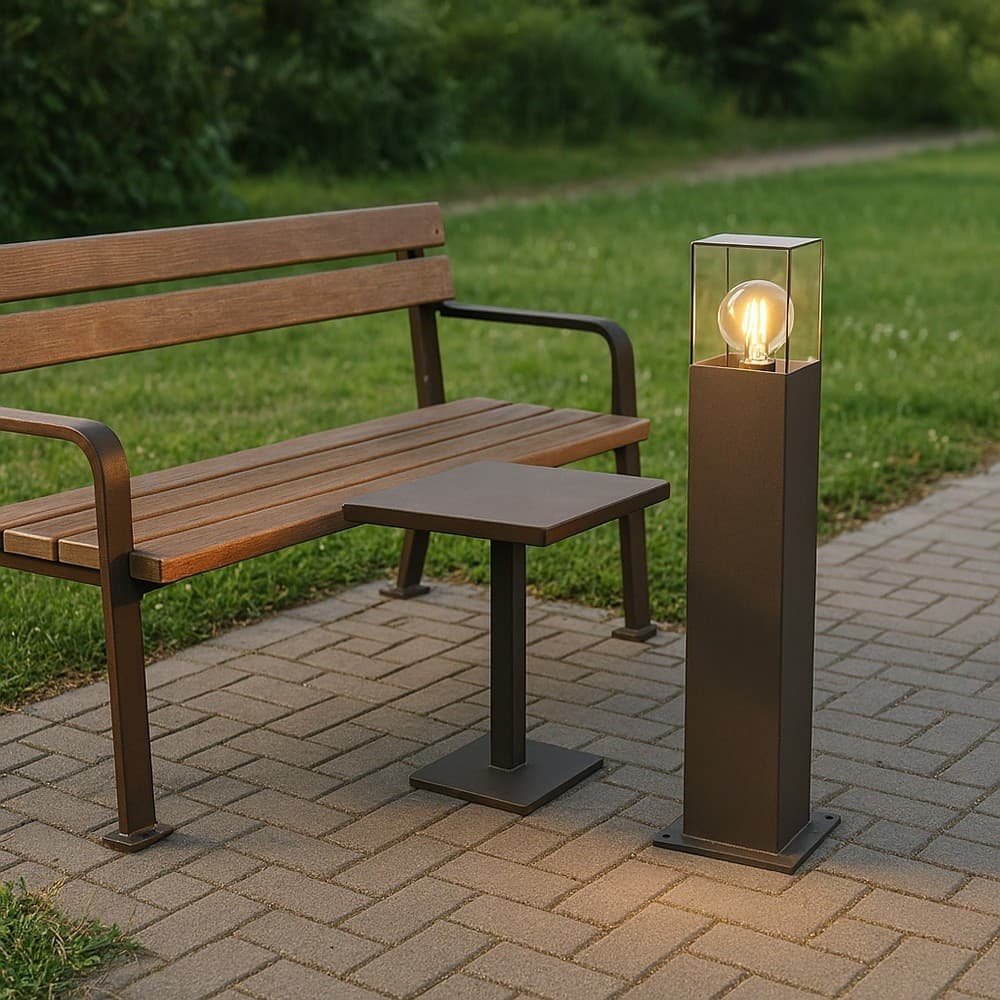 LAMPIONE GIARDINO PER VIALETTI LAMPIONCINO ROSSO RUGGINE DA ESTERNO IP44 ATTACCO E27 B440 in Luci per sentieri Trade Shop italia - Napoli, commercioVirtuoso.it