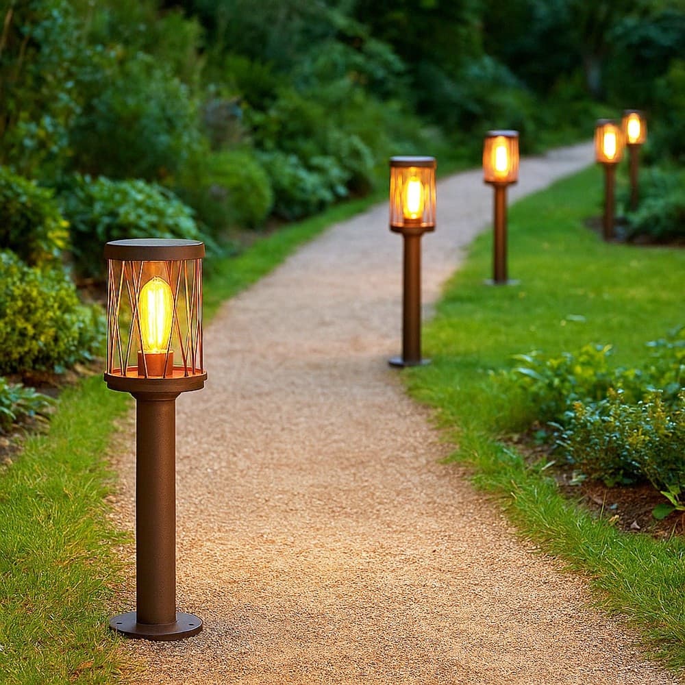 LAMPIONCINO DA ESTERNO IN ALLUMINIO ROSSO RUGGINE DA GIARDINO MODERNO E27 IP44 PT-01 in Luci per sentieri Trade Shop italia - Napoli, commercioVirtuoso.it