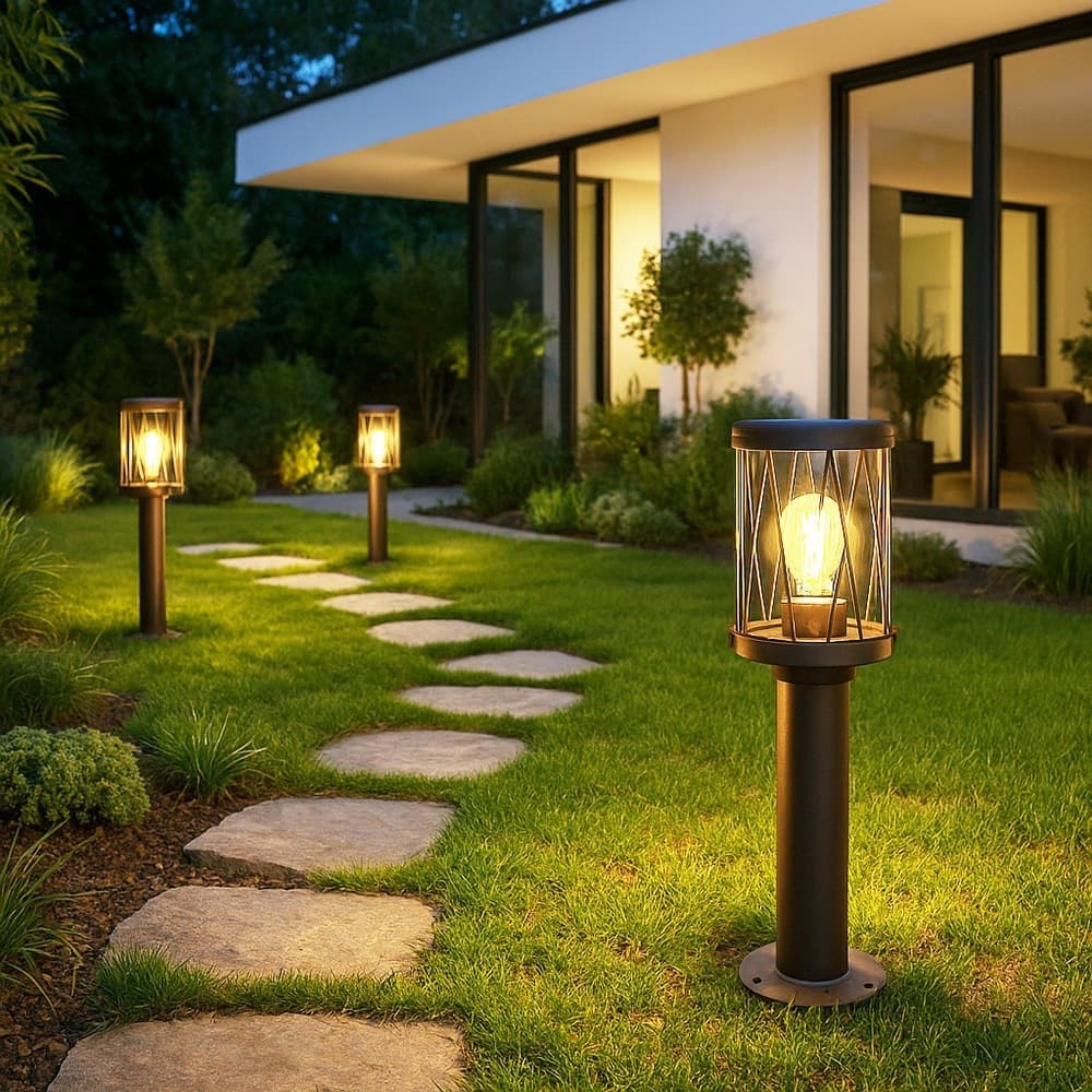 LAMPIONCINO DA ESTERNO IN ALLUMINIO ROSSO RUGGINE DA GIARDINO MODERNO E27 IP44 PT-01 in Luci per sentieri Trade Shop italia - Napoli, commercioVirtuoso.it
