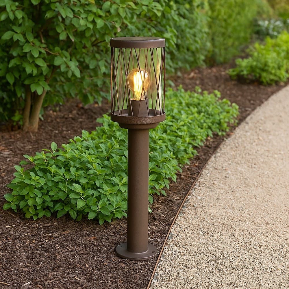 LAMPIONCINO DA ESTERNO IN ALLUMINIO ROSSO RUGGINE DA GIARDINO MODERNO E27 IP44 PT-01 in Luci per sentieri Trade Shop italia - Napoli, commercioVirtuoso.it