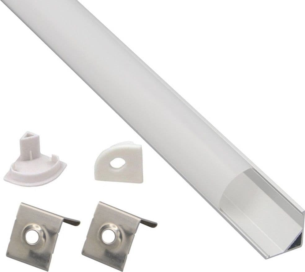 PROFILO ANGOLARE IN ALLUMINIO PER STRISCE LED A SUPERFICIE CON COPERTURA OPACA 2MT AL-04-S in prodotto Trade Shop italia - Napoli, commercioVirtuoso.it