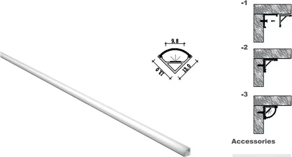 10PZ PROFILO ANGOLARE IN ALLUMINIO PER STRISCIA LED CON COPERTURA BIANCA OPACA 45° AL-24-S in Profili in alluminio Trade Shop italia - Napoli, commercioVirtuoso.it