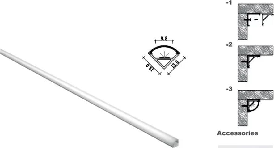 10PZ PROFILO ANGOLARE IN ALLUMINIO PER STRISCIA LED CON COPERTURA BIANCA OPACA 45° AL-24-S in Profili in alluminio Trade Shop italia - Napoli, commercioVirtuoso.it