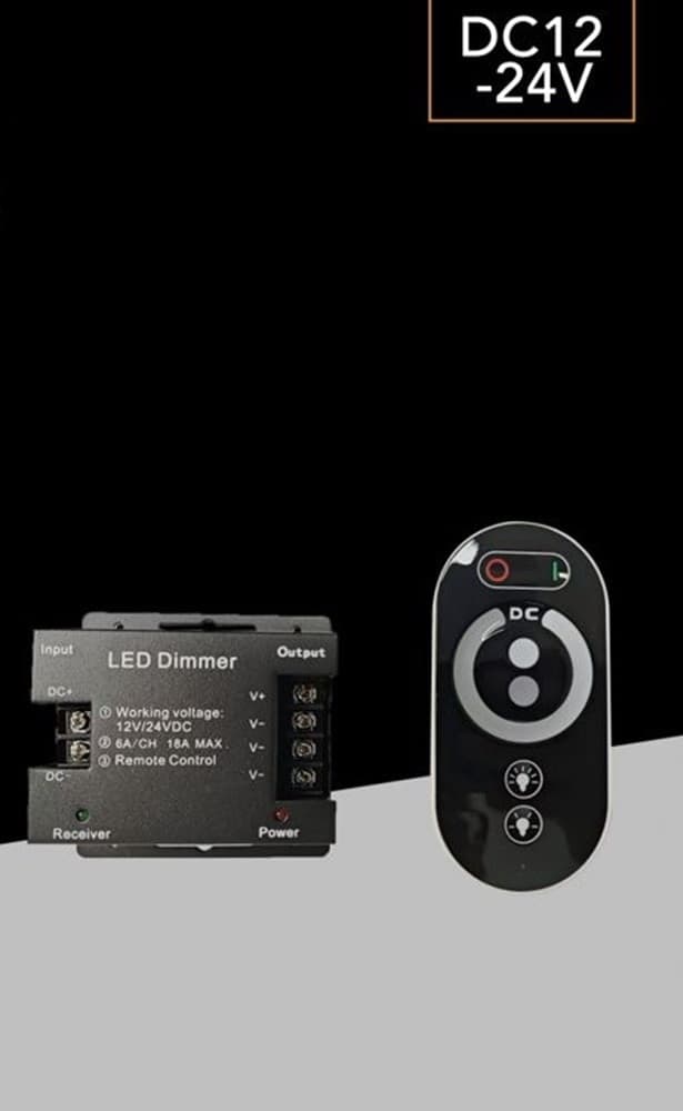 CONTROLLER DIMMER PER STRISCE LED MONOCOLORE DC12V-24V CON TELECOMANDO 3 CANALI A 6A AP-01 in Nastri LED Trade Shop italia - Napoli, commercioVirtuoso.it