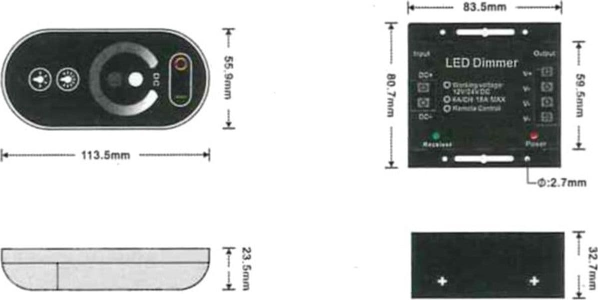 CONTROLLER DIMMER PER STRISCE LED MONOCOLORE DC12V-24V CON TELECOMANDO 3 CANALI A 6A AP-01 in Nastri LED Trade Shop italia - Napoli, commercioVirtuoso.it
