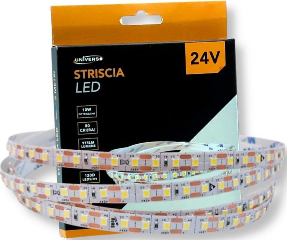 STRISCIA LED FLESSIBILE DC 24V 500W 2835 MONOCOLORE 120LED/MT BOBINA DA 50MT 2835-50M-24V - 6