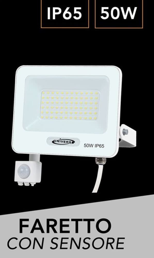 FARETTO LED 50W CON SENSORE MOVIMENTO PROIETTORE DA ESTERNO LUCE 6500K IP65 EK05-SEN-50 in prodotto Trade Shop italia - Napoli, commercioVirtuoso.it