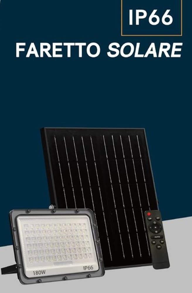 FARO LED DA ESTERNO CON PANNELLO SOLARE 180W IP66 TELECOMANDO LUCE REGOLABILE SF319-180-3C in Proiettori Trade Shop italia - Napoli, commercioVirtuoso.it
