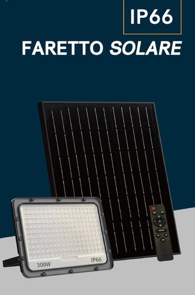 FARO LED DA ESTERNO CON PANNELLO SOLARE 300W IP66 TELECOMANDO LUCE REGOLABILE SF319-300-3C in Proiettori Trade Shop italia - Napoli, commercioVirtuoso.it
