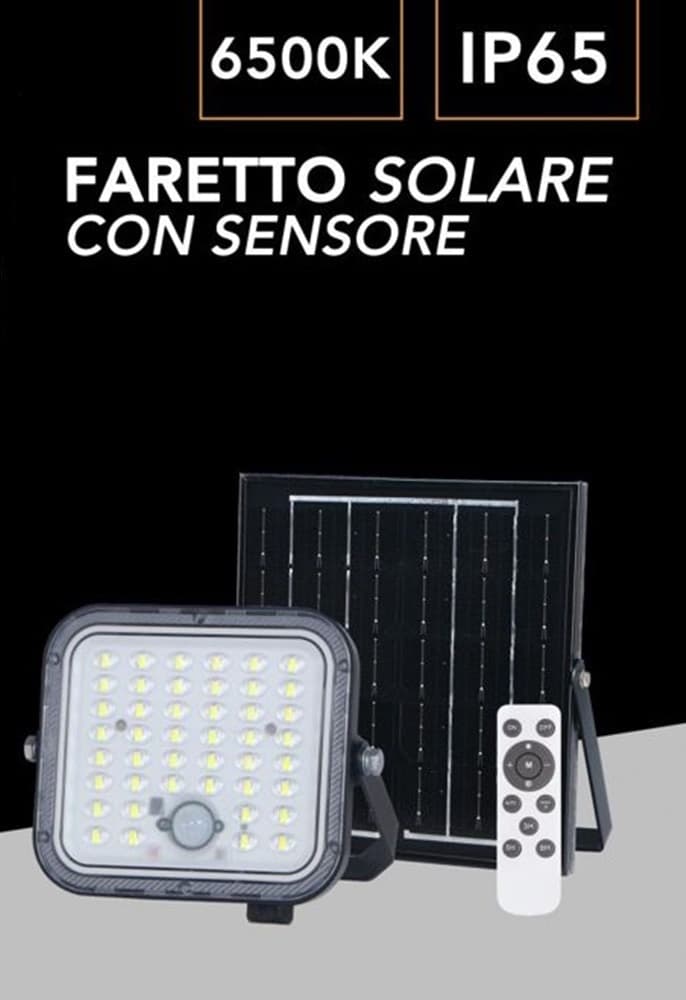 FARETTO FARO CON PANNELLO SOLARE 140W 1400LM CON SENSORE PIR IP65 LUCE 6500K TK-N140-F in Luci di sicurezza Trade Shop italia - Napoli, commercioVirtuoso.it
