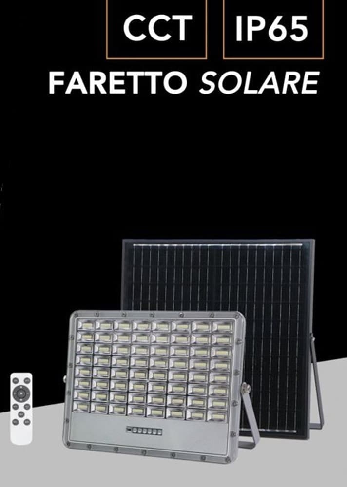 FARO LED FLOODLIGHT 2000LM IP65 GRIGIO CON PANNELLO SOLARE TELECOMANDO CCT TK08-200W-3C in Proiettori Trade Shop italia - Napoli, commercioVirtuoso.it