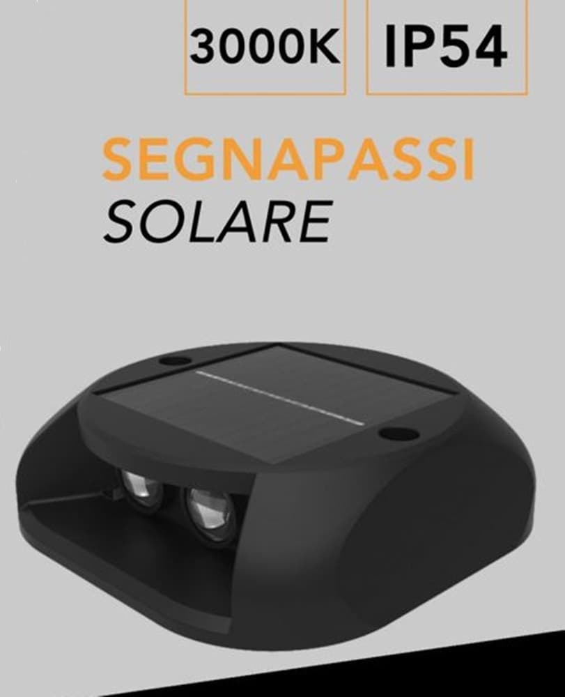 FARETTO SEGNAPASSO CON PANNELLO SOLARE 0.4W LUCE LED CALDA 3000K IP54 NERO ZQ-LJD-001 in Lampade da parete Trade Shop italia - Napoli, commercioVirtuoso.it