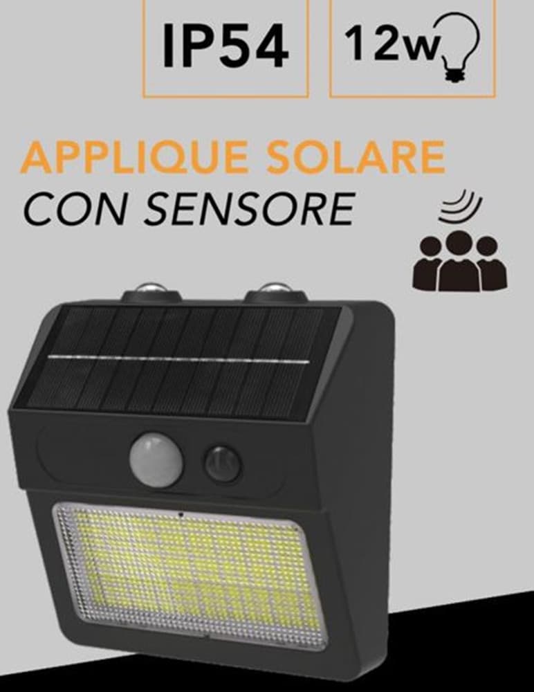 APPLIQUE SOLARE DA ESTERNO CON SENSORE DI MOVIMENTO IP54 12W LUCE 3000K+6500K ZQ-DB-002JX in Lampade da parete Trade Shop italia - Napoli, commercioVirtuoso.it