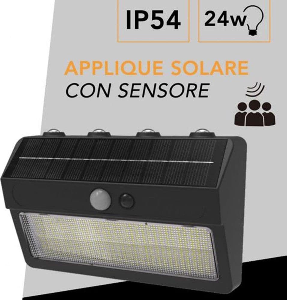 APPLIQUE SOLARE DA ESTERNO CON SENSORE DI MOVIMENTO IP54 24W LUCE 3000K+6500K ZQ-DB-004JX in Lampade da parete Trade Shop italia - Napoli, commercioVirtuoso.it