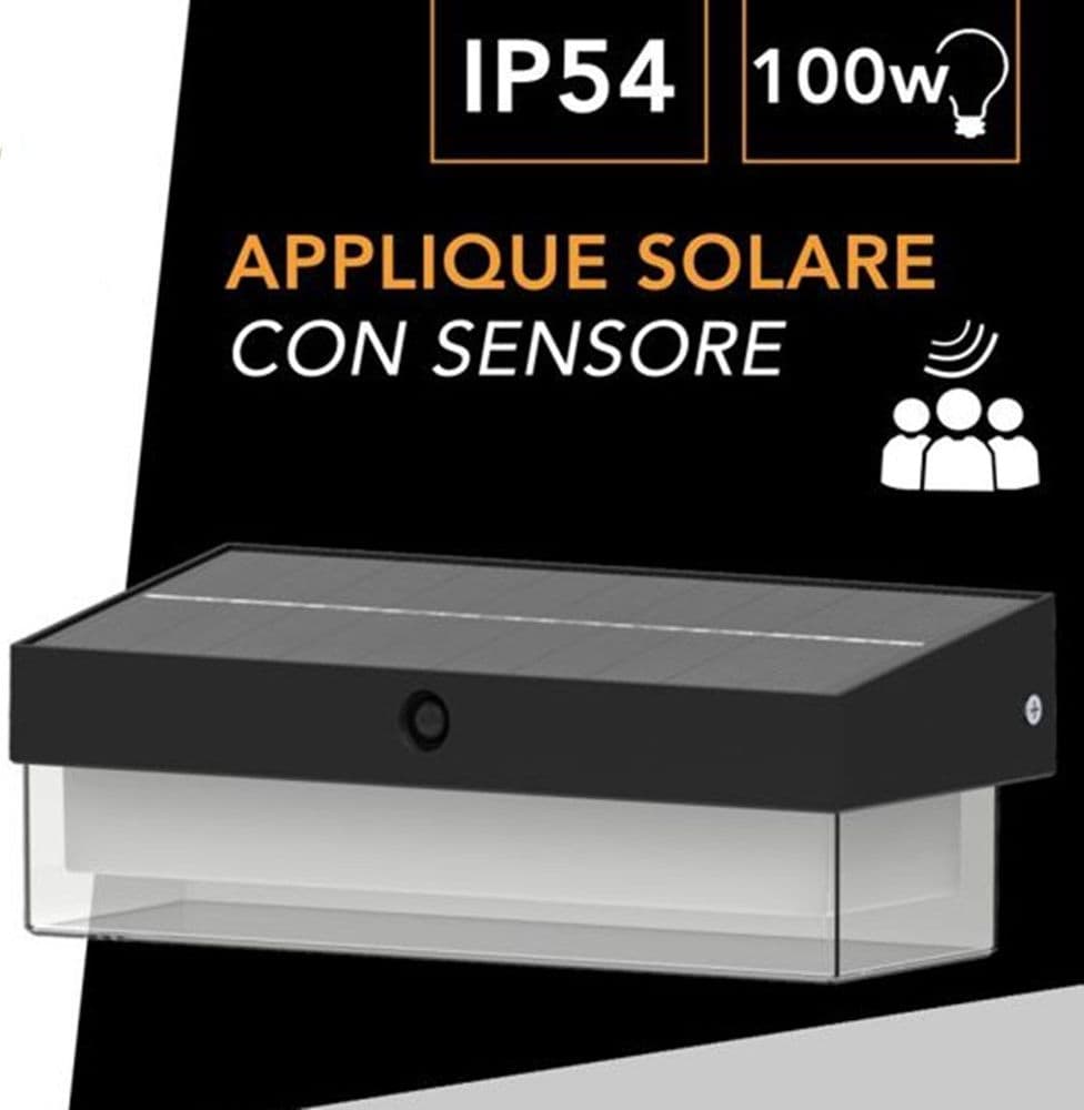 APPLIQUE SOLARE CON SENSORE MOVIMENTO 3 MODALITÀ LUCE 6000K IP54 DA ESTERNO ZQ-BD-006GY in Lampade da parete Trade Shop italia - Napoli, commercioVirtuoso.it