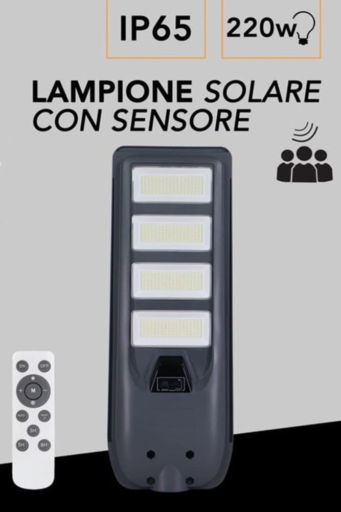 LAMPIONE FARO LED SOLARE 100W 160W 220W 300W CON SENSORE CREPUSCOLARE PROSSIMITÀ ES-P-F in Lampioni Trade Shop italia - Napoli, commercioVirtuoso.it