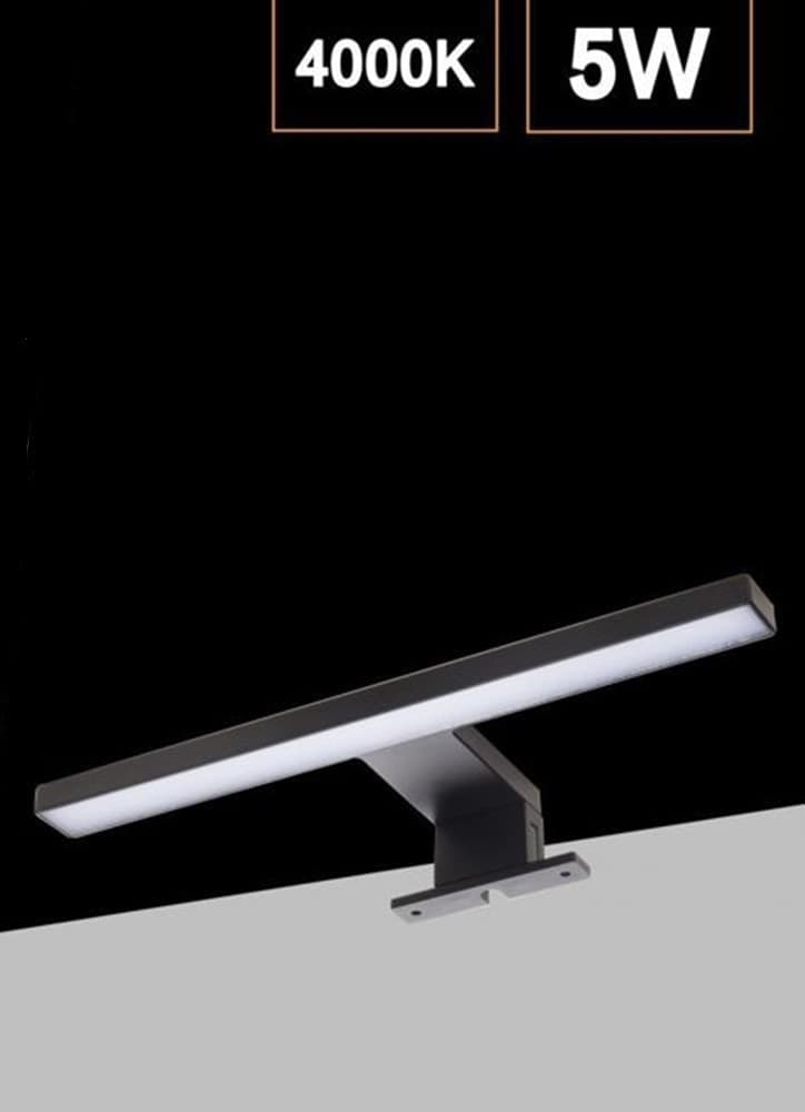 APPLIQUE LAMPADA LED DA SPECCHIO 5W 400LM LUCE NATURALE 4000K IP44 300MM NERA 300PB-NN in Luci da specchio Trade Shop italia - Napoli, commercioVirtuoso.it