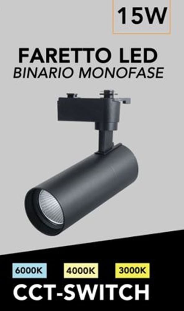 FARETTO LED 15W ORIENTABILE PER BINARIO MONOFASE DIREZIONABILE CCT SWITCH IP20 FM-15W-3C in Faretti da soffitto Trade Shop italia - Napoli, commercioVirtuoso.it