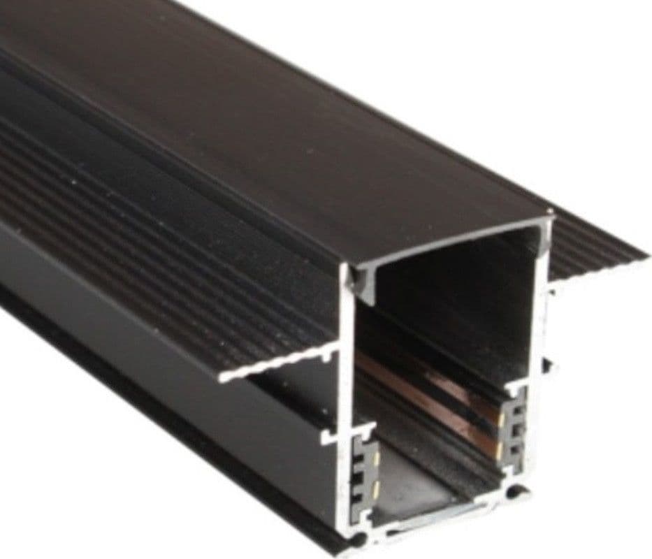 Binario Lineare Da Incasso Alluminio Nero Per Track Lights Magnetiche Dc48v 2mt Gf-201-2m