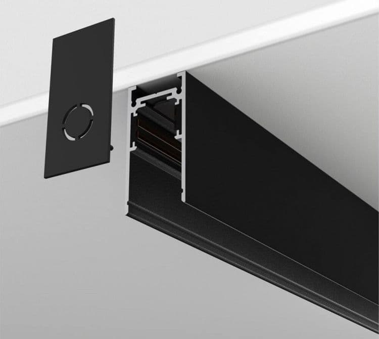 BINARIO LINEARE ESTERNO IN ALLUMINIO NERO PER TRACK LIGHTS MAGNETICHE DC 48V 2MT GF-3-2M in Teste faretto per sistemi di illuminazione a cavo e su binario Trade Shop italia - Napoli, commercioVirtuoso.it