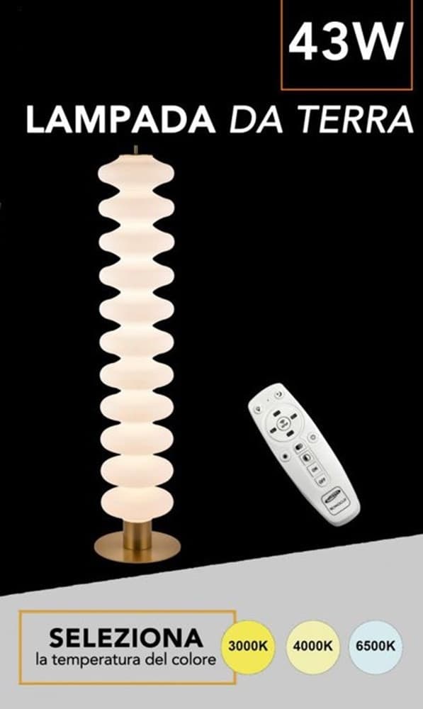 LAMPADA DECORATIVA A LED DA TERRA 43 WATT TECNOLOGIA CCT CON TELECOMANDO APP D18-3C in Lampade da terra Trade Shop italia - Napoli, commercioVirtuoso.it