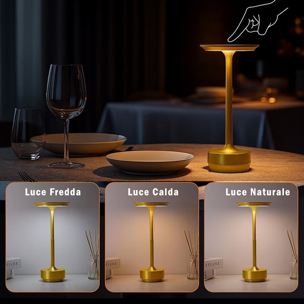 LAMPADA DA TAVOLO MODERNA 3W LUME RICARICABILE TOUCH DIMMERABILE TECNOLOGIA CCT D38-3C in Lampade da tavolo e abat-jour Trade Shop italia - Napoli, commercioVirtuoso.it