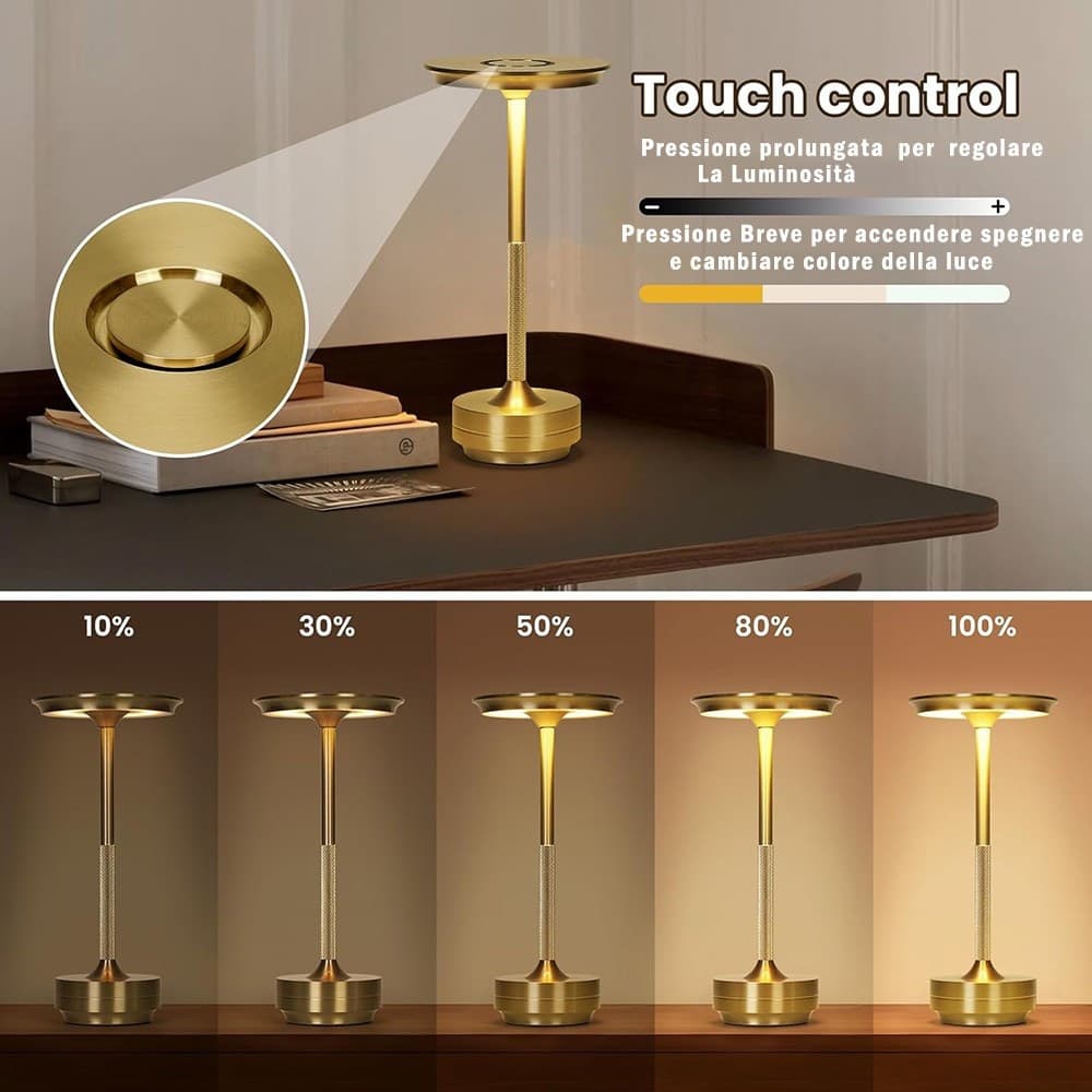 LAMPADA DA TAVOLO MODERNA 3W LUME RICARICABILE TOUCH DIMMERABILE TECNOLOGIA CCT D38-3C in Lampade da tavolo e abat-jour Trade Shop italia - Napoli, commercioVirtuoso.it