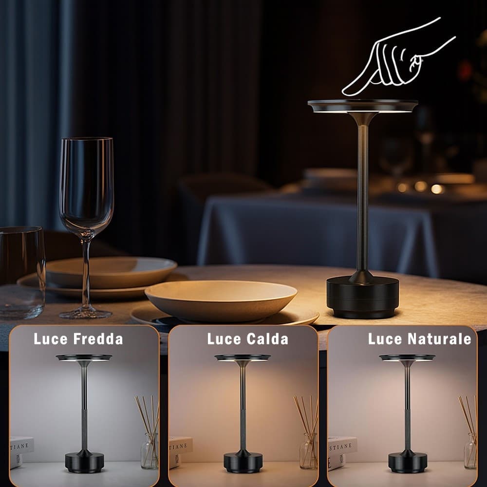 LAMPADA DA TAVOLO MODERNA 3W LUME RICARICABILE TOUCH DIMMERABILE TECNOLOGIA CCT D38-3C in Lampade da tavolo e abat-jour Trade Shop italia - Napoli, commercioVirtuoso.it