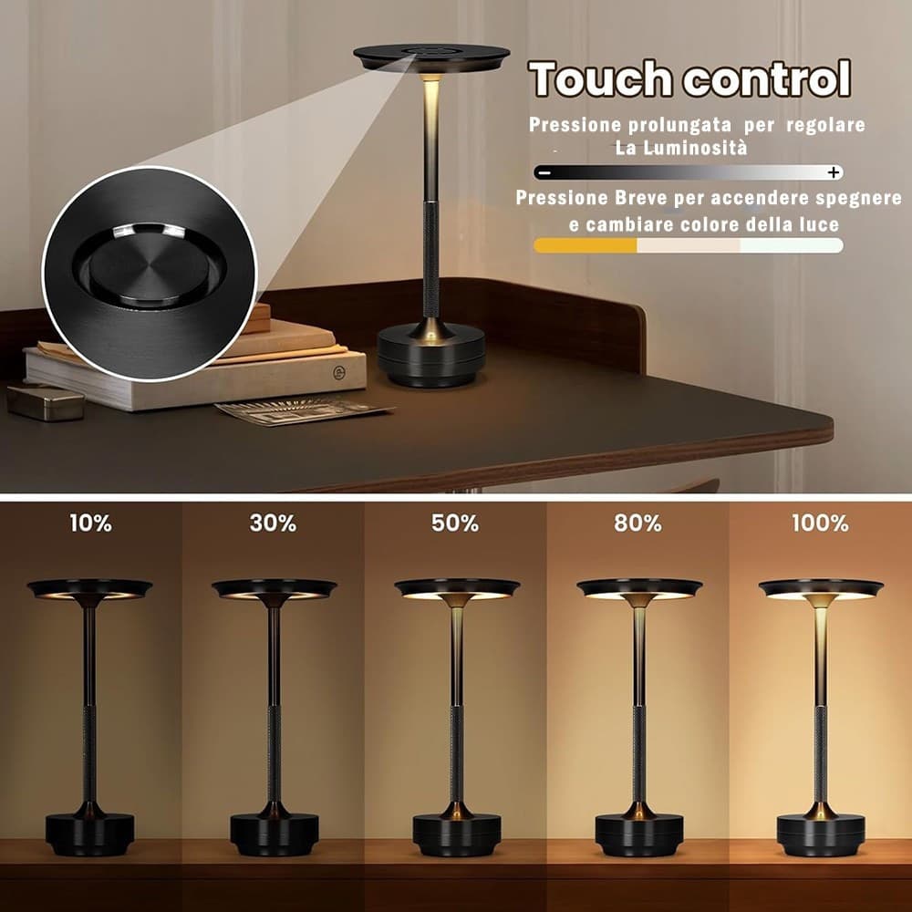 LAMPADA DA TAVOLO MODERNA 3W LUME RICARICABILE TOUCH DIMMERABILE TECNOLOGIA CCT D38-3C in Lampade da tavolo e abat-jour Trade Shop italia - Napoli, commercioVirtuoso.it