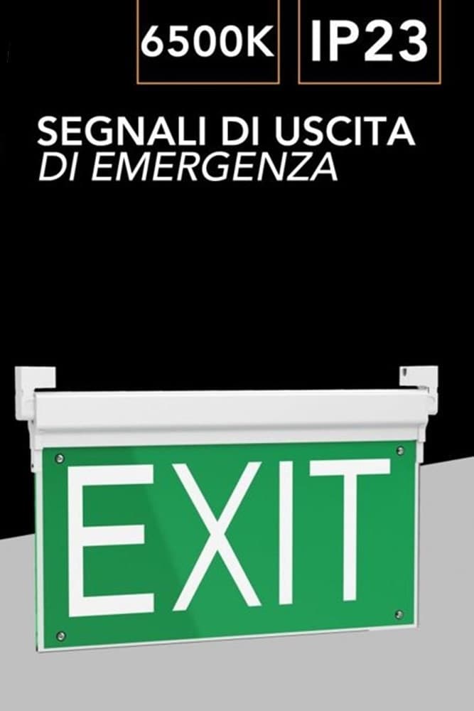 LAMPADA LED D'EMERGENZA ANTI BLACKOUT SEGNALE USCITA SCRITTA EXIT IP23 LUCE 6500K LT-45338 in Illuminazione di sicurezza Trade Shop italia - Napoli, commercioVirtuoso.it