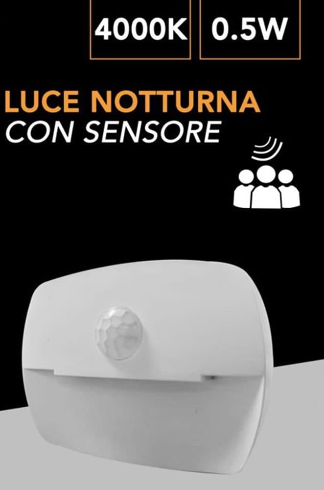 LUCE NOTTURNA A LED 0.5W CON SENSORE DI MOVIMENTO LUCE CALDA FREDDA NATURALE XGGYD-005 in Luci notturne Trade Shop italia - Napoli, commercioVirtuoso.it