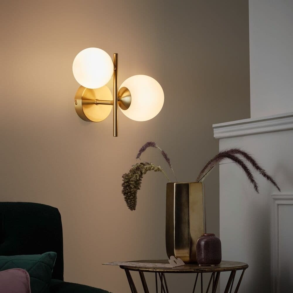 APPLIQUE DA PARETE LAMPADA DA MURO IN METALLO BRONZO CON 2 SFERE ATTACCO G9 IP20 AQ42 in Applique Trade Shop italia - Napoli, commercioVirtuoso.it