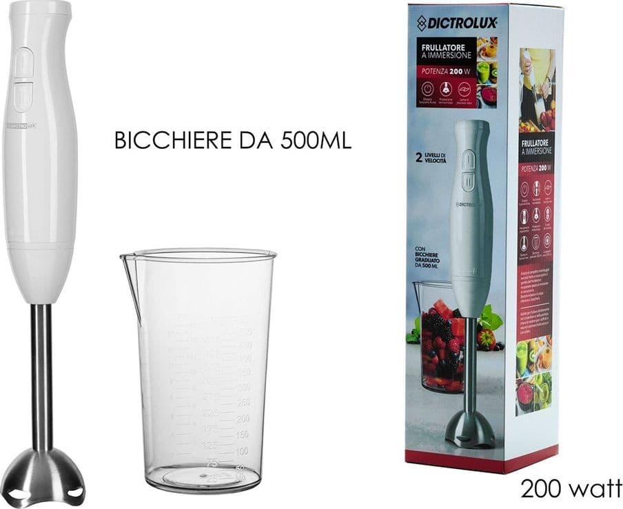 FRULLATORE A IMMERSIONE 200W CON BICCHIERE 500ML TRITATUTTO 2 VELOCITA’ MIXER FRUTTA in Frullatori ad immersione e minipimer Trade Shop italia - Napoli, commercioVirtuoso.it
